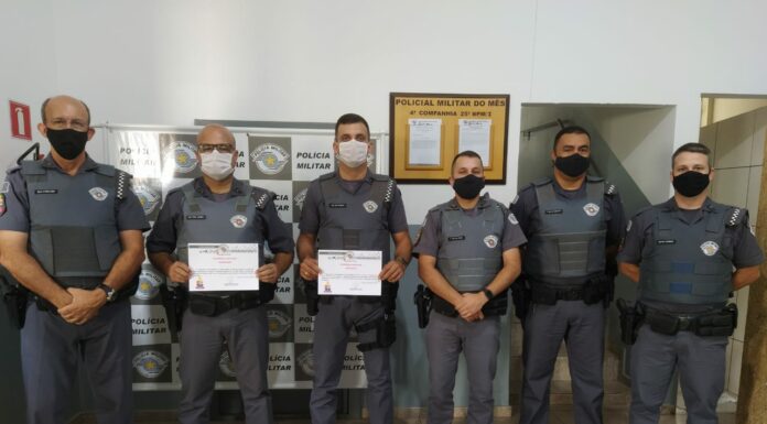 Policiais Militares de Tupi Paulista são homenageados por ocorrência destaque da área de todo batalhão no mês de janeiro