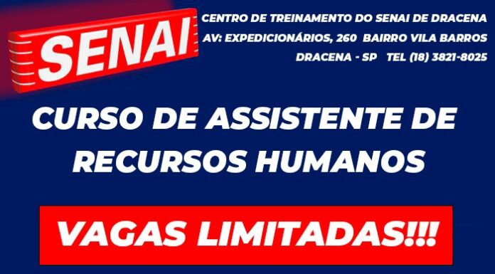 Senai Dracena abre inscrições para o curso de assistente de recursos humanos
