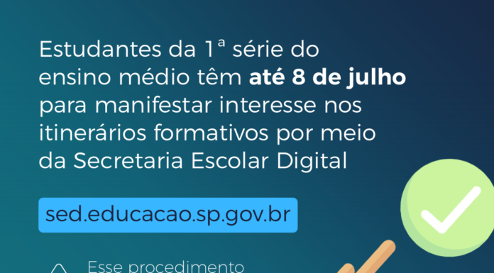 Novo Ensino Médio: Estudantes têm até 8 de julho para manifestar interesse em itinerários formativos