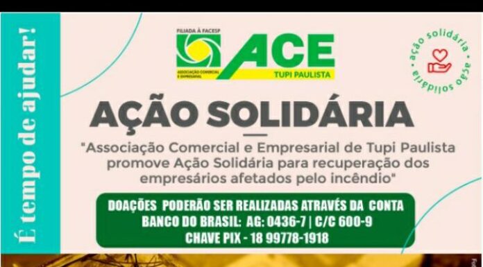 Tupi Paulista realiza campanha para ajudar comerciantes que tiveram lojas atingidas por incêndio