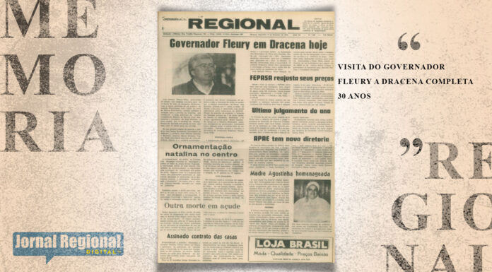 Visita do governador Fleury a Dracena completa 30 anos