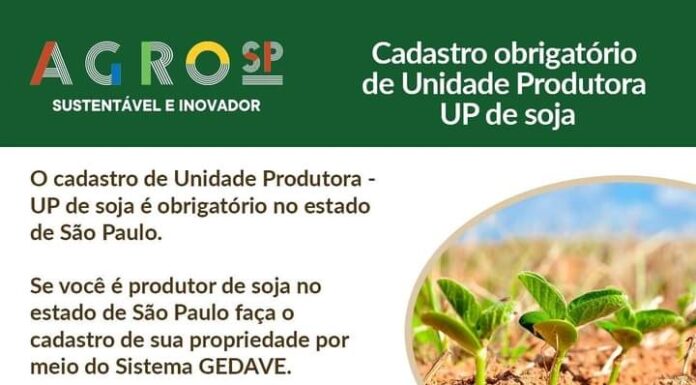Agricultura comunica para cadastro de unidade produtora de soja Cedida Prefeitura