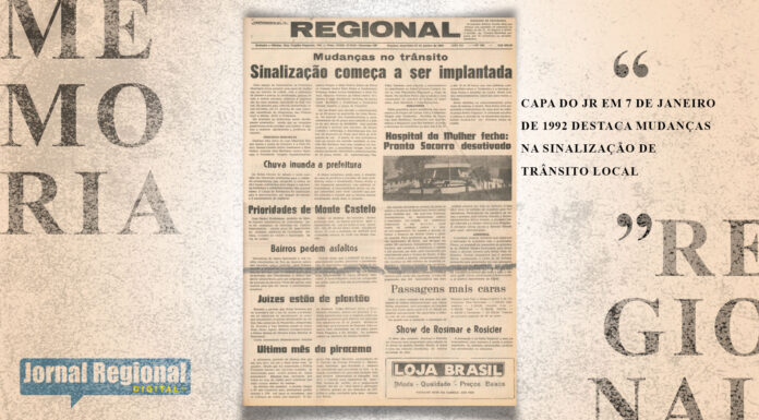 Capa do JR em 7 de janeiro de 1992 destaca mudanças na sinalização de trânsito local Imagem Ilustrativa