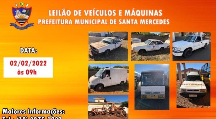 Prefeitura de Santa Mercedes promove Leilão de Veículos e Máquinas Reprodução Facebook