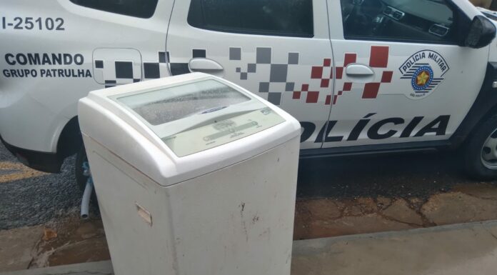Polícia Militar recupera máquina de lavar furtada de residência e prende autor Cedida PM