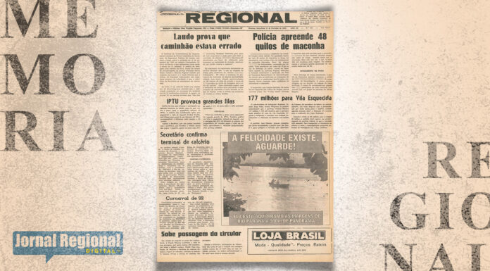 Confira o que foi notícia nas páginas do Jornal Regional em 11 de fevereiro de 1992