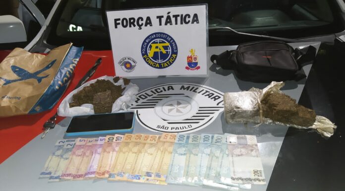 Polícia Militar em ação da Força Tática prende homem, que trazia drogas dentro da caixa de entrega de lanches, por tráfico Cedida Polícia Militar