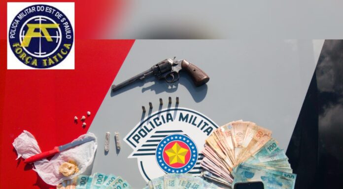 Polícia Militar prende casal por tráfico de drogas e posse ilegal de arma de fogo em Dracena e apreende quase R$ 8 mil reais em dinheiro Cedida Polícia Militar