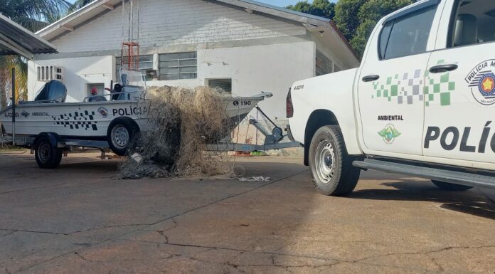 Polícia Ambiental apreende 550 metros de redes de pesca em Presidente Epitácio Cedida Polícia Ambiental