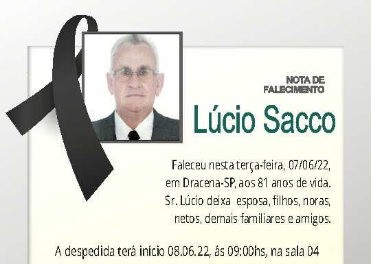 Lúcio Sacco, ex-vice-prefeito de Dracena, falece aos 81 anos Cedida Vida Prev
