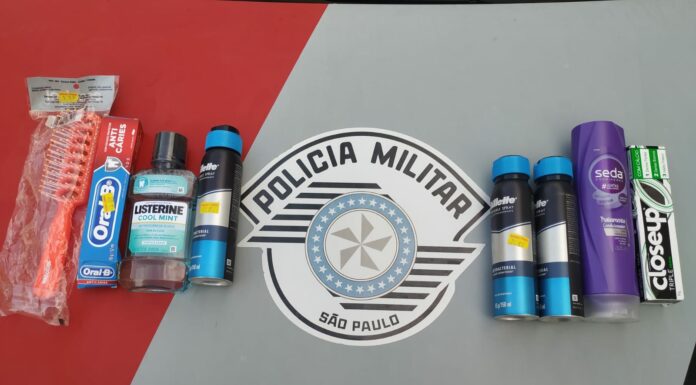 Homem é preso pela polícia por furto a produtos de higiene em Panorama Cedida Polícia Militar