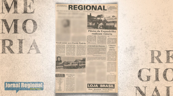 Vistoria dos pilotos da Esquadrilha da Fumaça e criação da Zona Azul eram os destaques do Jornal Regional no dia 18 de junho de 1992