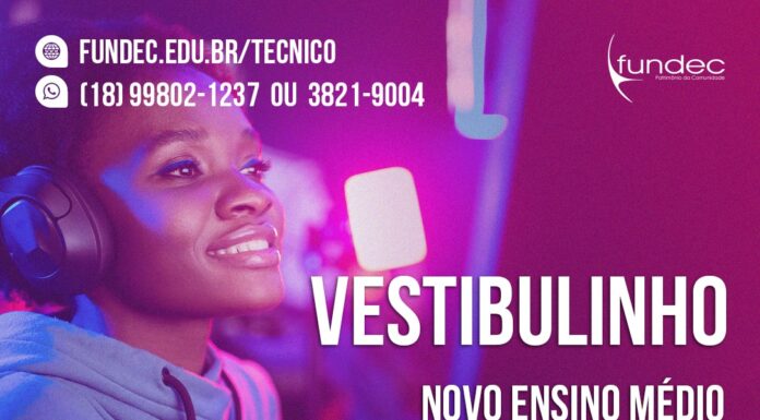 Inscrições abertas para o Vestibulinho do Novo Ensino Médio do CEP/UME