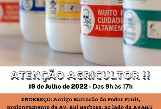Agronegócio de Dracena recolherá embalagens vazias de agrotóxicos nesta terça-feira Cedida Prefeitura