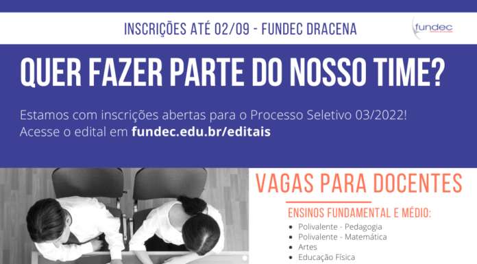 Fundec abre processo seletivo para contratação de professores para o Ensino Superior