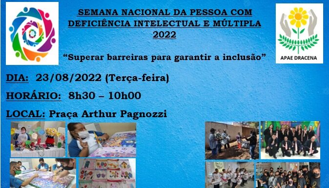 Apae Dracena promove exposições e apresentações artísticas na Praça Arthur Pagnozzi nesta terça-feira Reprodução Facebook