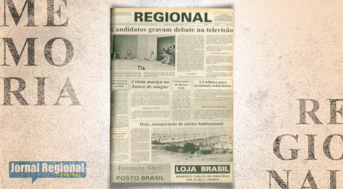 Show do Roberto Carlos em Dracena e inauguração do núcleo habitacional Emílio Zanatta eram destaques do Jornal Regional em 20 de agosto de 1992