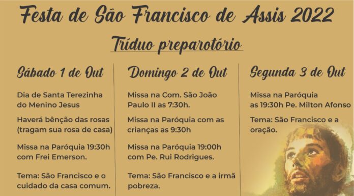 Paróquia São Francisco inicia amanhã o Tríduo em homenagem ao santo