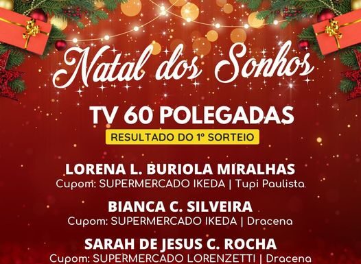 Campanha Natal dos Sonhos sorteia três TVS de 60 polegadas