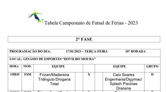Futsal de Férias de Dracena dá início a segunda fase do campeonato
