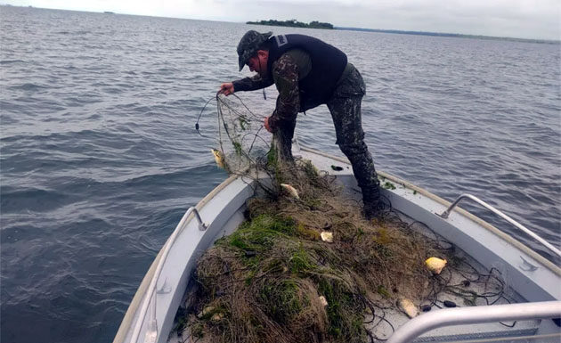 PRESIDENTE PRUDENTE E REGIÃO Polícia Ambiental apreende 500 metros de rede de pesca no Rio Paraná em Panorama
