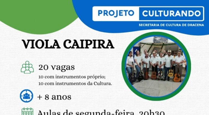 Cultura abre inscrições para cursos gratuitos