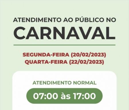 Prefeitura informa expediente para a próxima semana de carnaval