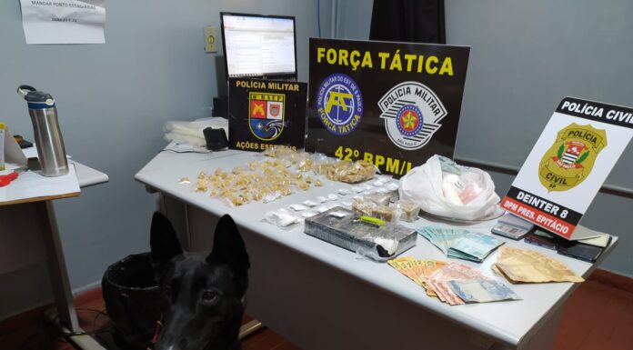 Operação conjunta da Polícia Militar e Civil prende homem e apreende drogas e dinheiro em Presidente Epitácio