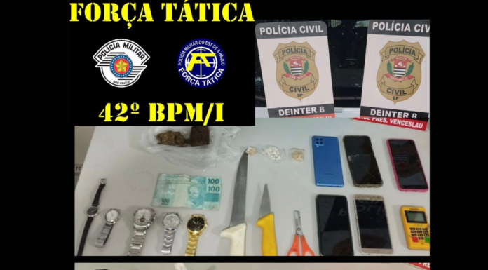 Operação da Polícia Militar e Civil apreende drogas e prende três homens em Presidente Epitácio