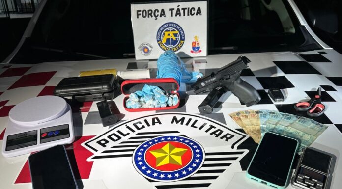 PM prende homem por tráfico de drogas e apreende simulacro de arma em Dracena