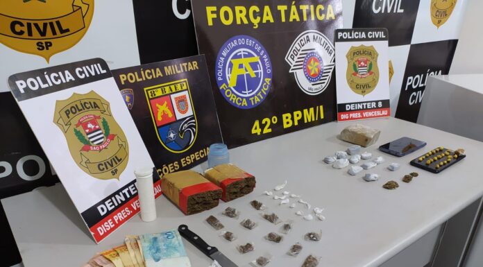 Operação da Polícia Civil e Militar prende em flagrante homem e mulher por tráfico em Mirante do Paranapanema