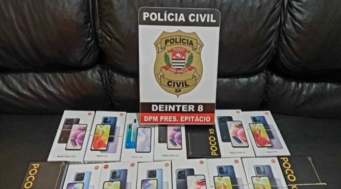 Polícia Civil recupera 15 celulares novos furtados em estabelecimento comercial de Presidente Epitácio