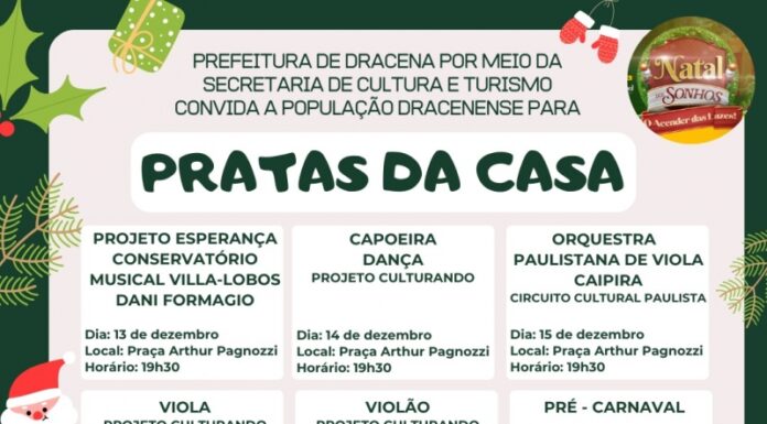 Pratas da Casa: praça Arthur Pagnozzi terá apresentações de 13 a 22 de dezembro