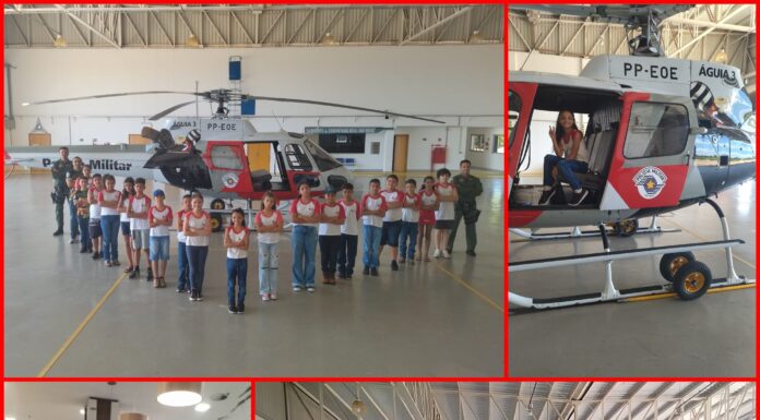 Alunos do Proerd de Paulicéia fazem passeio na Base do Águia em Prudente
