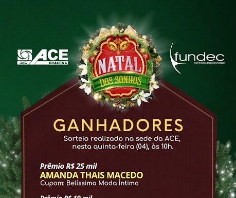 ACE de Dracena realiza sorteio da Campanha Natal dos Sonhos