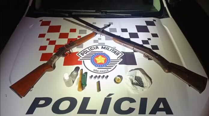 Homem de 44 anos é preso por posse ilegal de arma de fogo com duas espingardas, em Pacaembu