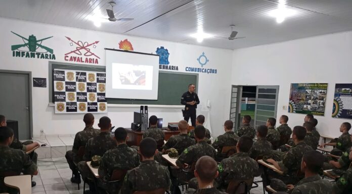 POLÍCIA CIVIL REALIZA PALESTRA SOBRE PREVENÇÃO AO USO DE DROGAS NA UNIDADE MILITAR DO EXÉRCITO BRASILEIRO EM DRACENA