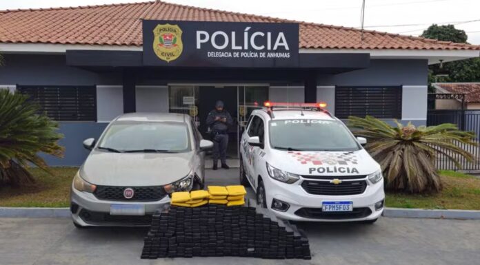 Estudante de medicina bate carro enquanto fugia de viatura e acaba preso com 200 kg de maconha e skank, em Pirapozinho