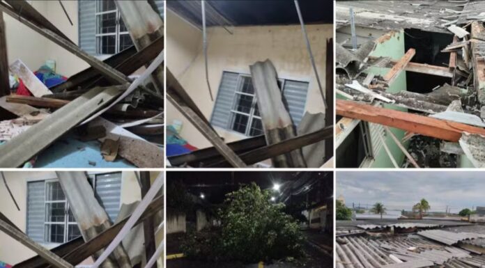 Temporal e granizo provocam destelhamentos e queda de árvores em Osvaldo Cruz