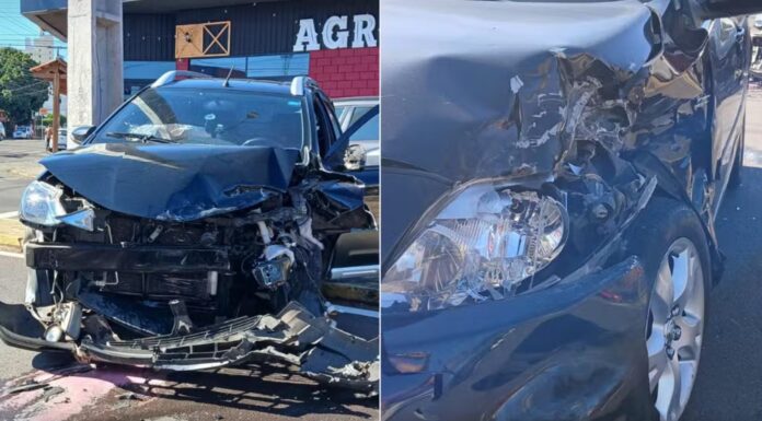 Motorista é socorrida após acidente envolvendo dois carros em avenida de Presidente Prudente