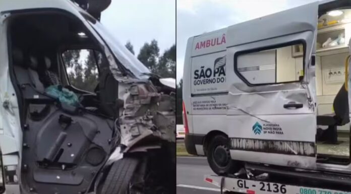 Ambulância de Adamantina bate em caminhão durante viagem para consulta médica em São Paulo